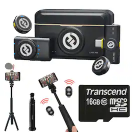 HOLLYLAND - LARK M2 Mini Combo Mic System + 13'' Pocket Tripod + 16GB MicroSD Card - Shine Charcoal