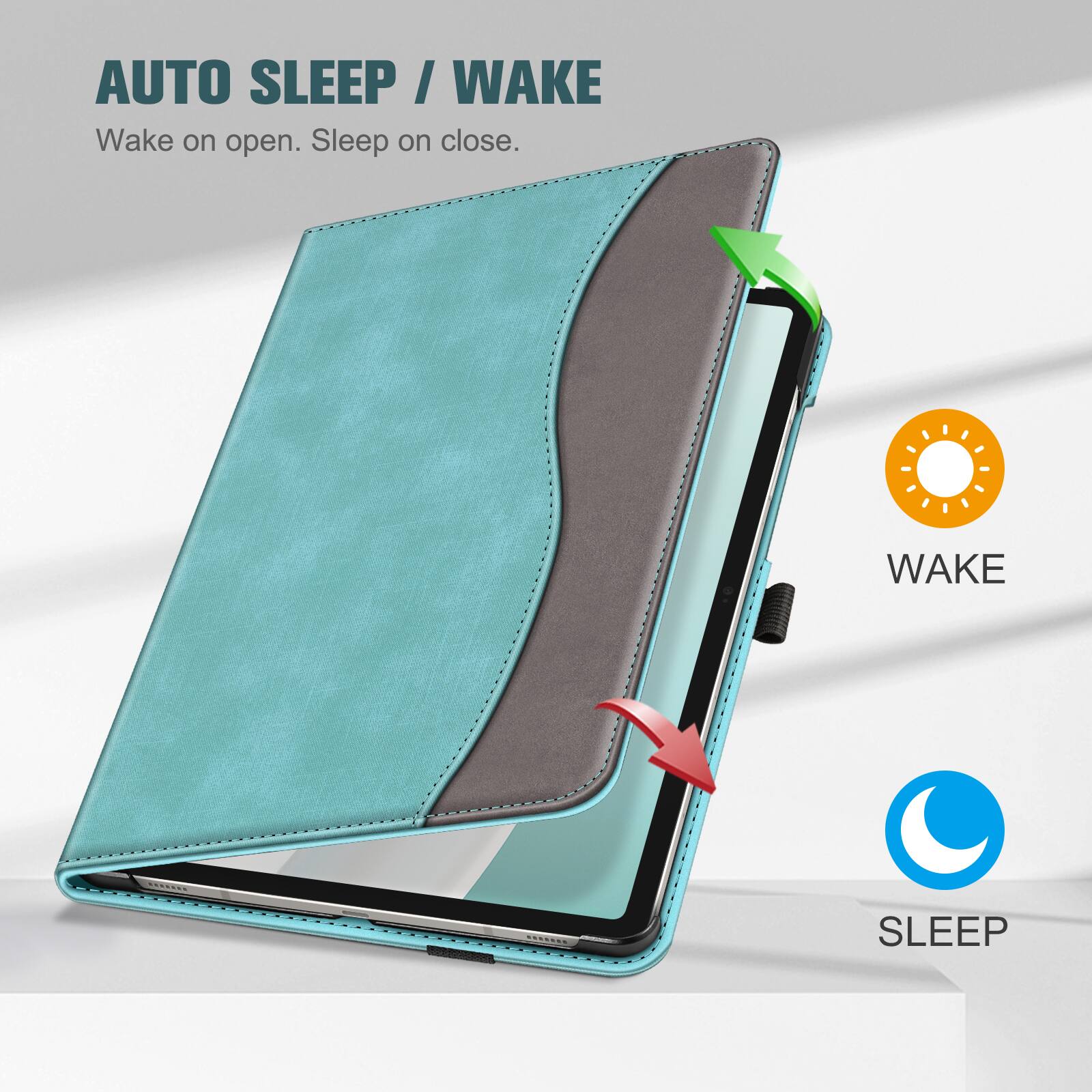 AUTO SLEEP / WAKE  
Wake on open. Sleep on close.  

WAKE  
SLEEP