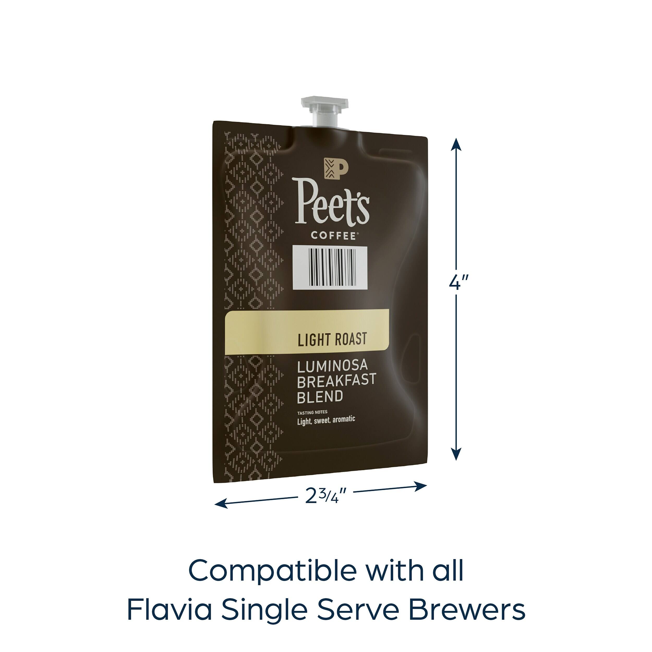 Peet's COFFEE 4" LIGHT ROAST LUMINOSA BREAKFAST BLEND TOSTI -L Light, sweet, aromatic 2 3/4" Compatible with all Flavia Single Serve Brewers