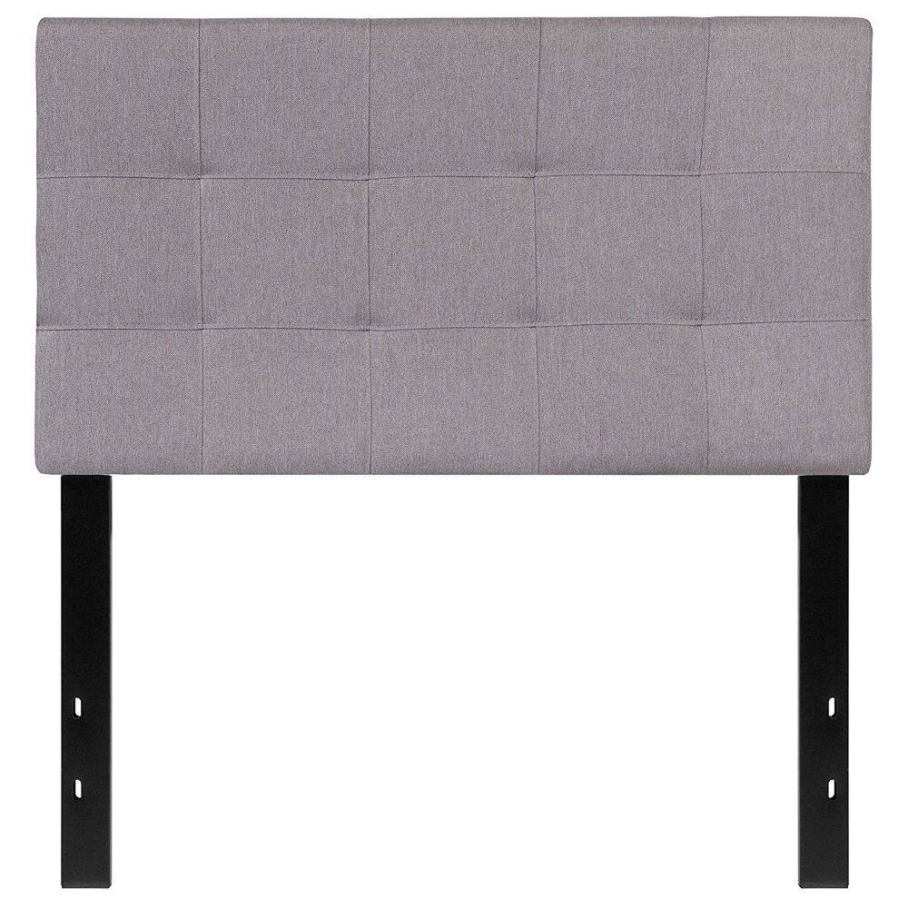 Angle. Hivvago - Twin size Modern Light Grey Fabric Upholstered Panel Headboard - Gray.