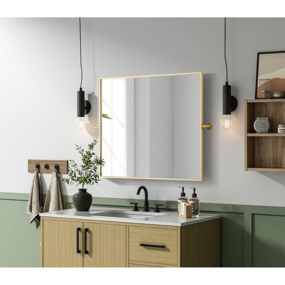 Alt View 9. Elegant Kitchen and Bath - Amoura 30X36 Pivot Mirror In Brass - Brass.
