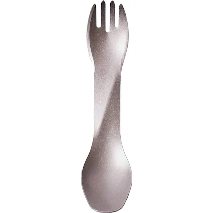 Front. Humangear - Humangear GoBites Uno Titanium Fork and Spoon Combination Travel Utensil - Titanium.