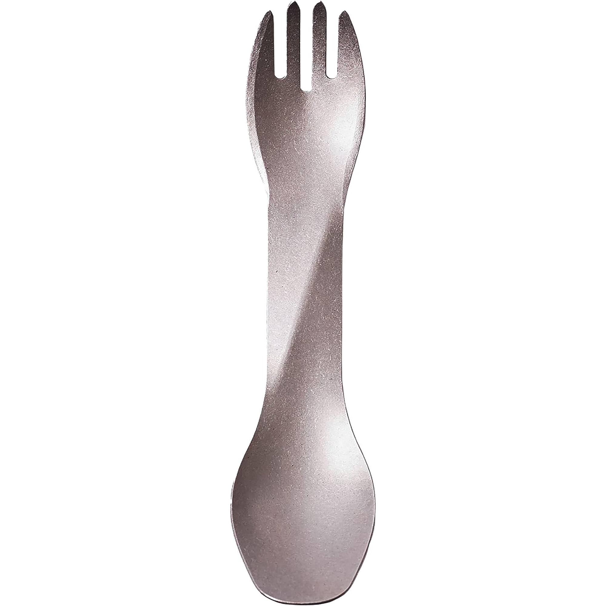 Front. Humangear - Humangear GoBites Uno Titanium Fork and Spoon Combination Travel Utensil - Titanium.