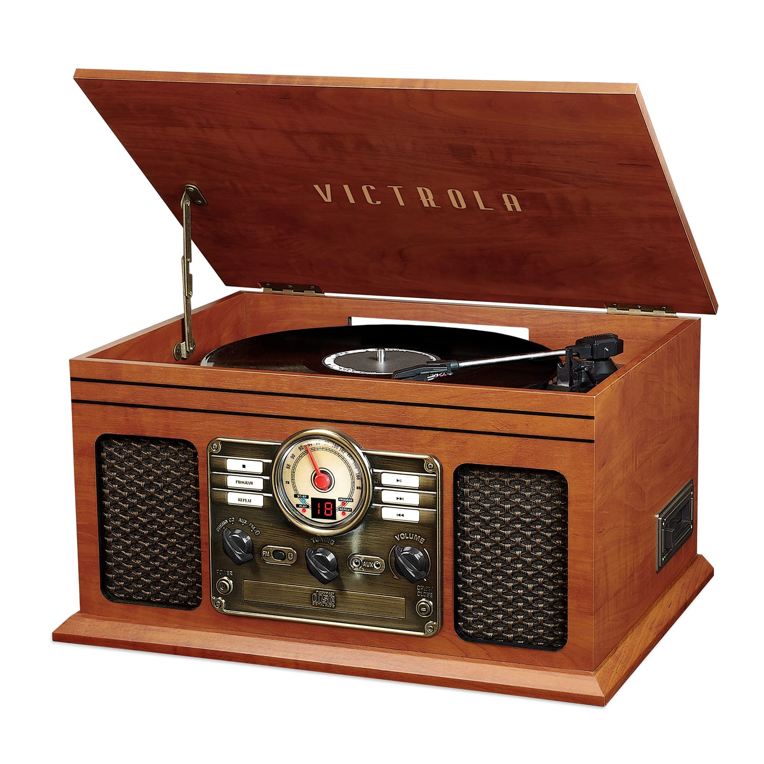 Victrola - Bluetooth Stereo Audio System - Mahogany - Front_Zoom
