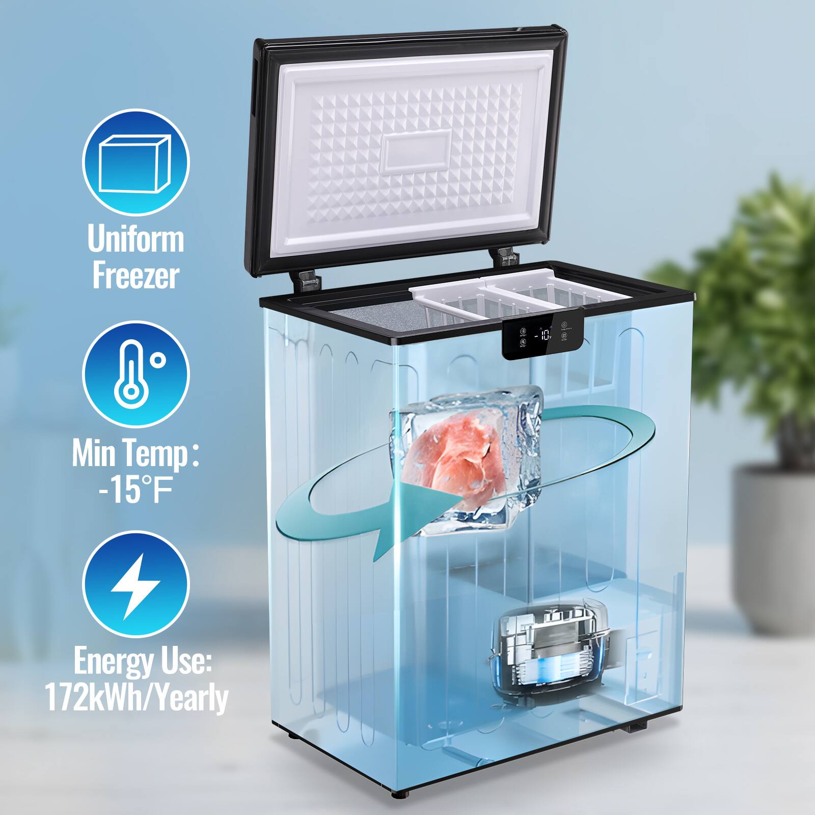 Uniform Freezer  
Min Temp: -15°F  
Energy Use: 172kWh/Yearly