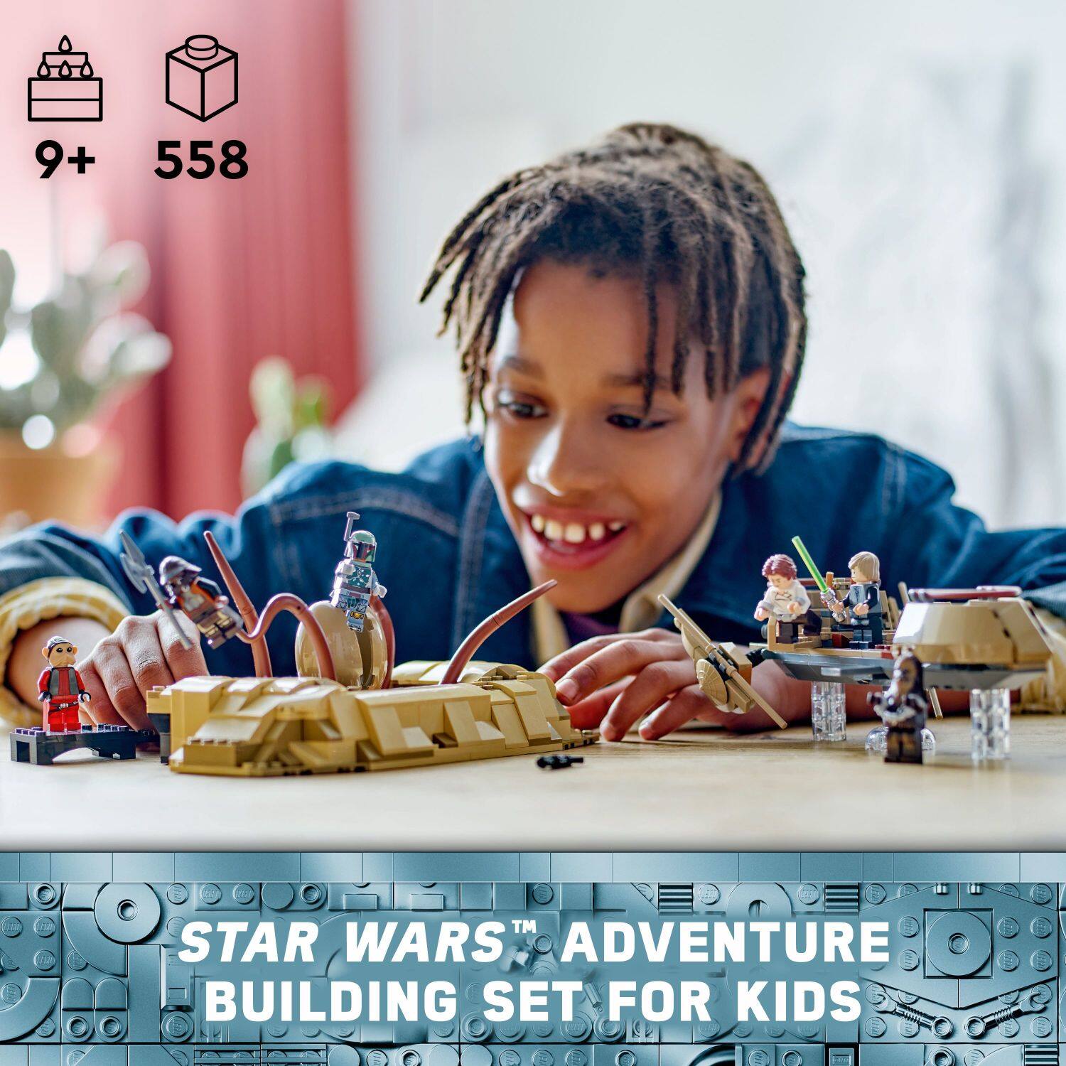 The text on the image reads "9+ 558 LA TM STAR WARS ADVENTURE BUILDING SET FOR KIDS."