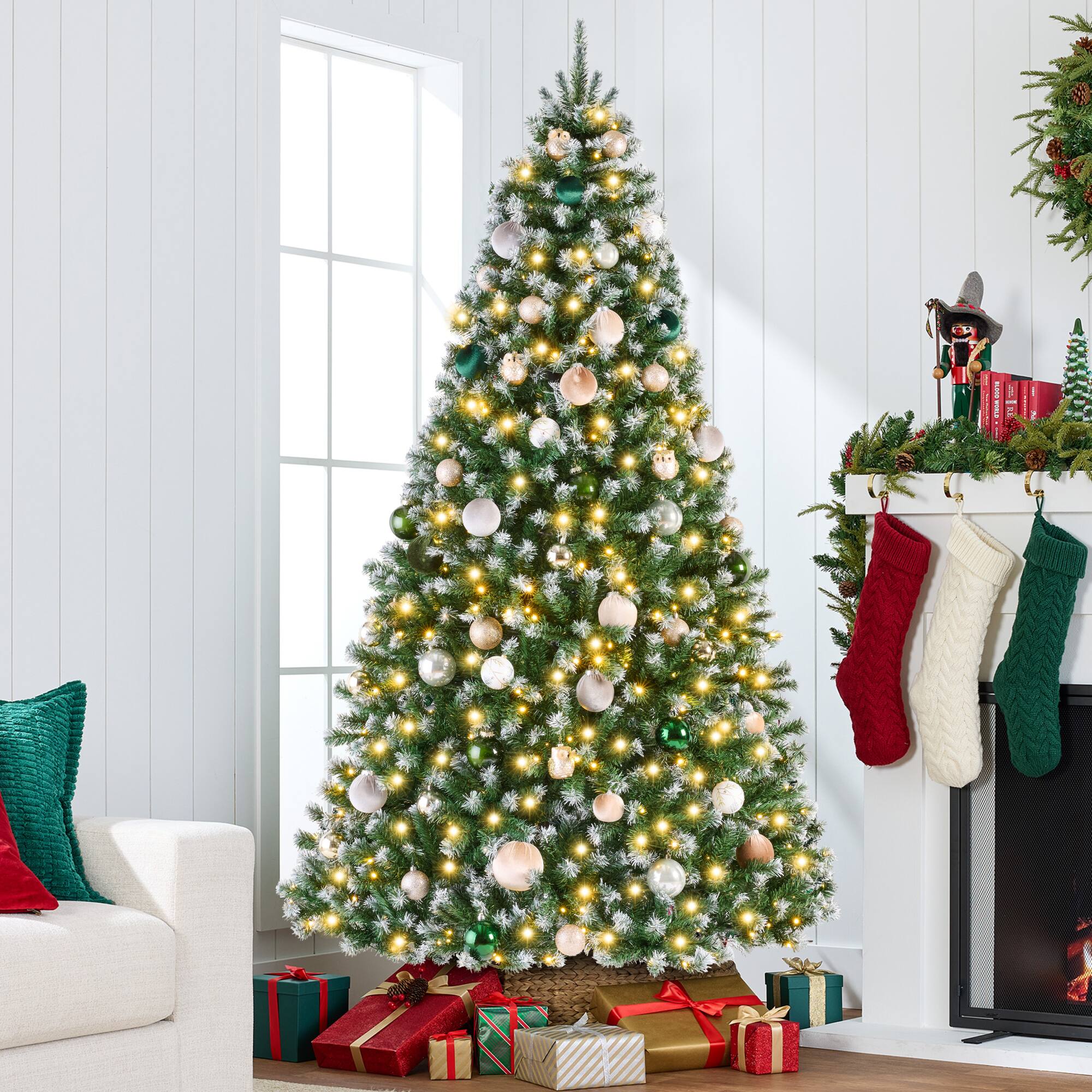 Alt View 3. Best Choice Products - Pre-Lit Frosted Artificial Green Spruce Christmas Tree, w/Easy Assembly - Green Spruce - Frosted.