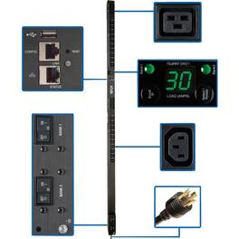 Tripp Lite - by Eaton PDU 5.5kW Single-Phase Switched PDU - LX Interface 208/230V Outlets (20 C13 & 4 C19) L6-30P 0U TAA - Black