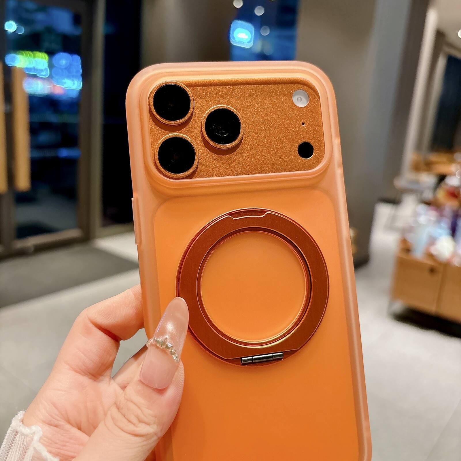 Alt View 1. Dteck - Magnetic Case for Apple iPhone 17 Pro Max with 360 Rotating Ring Kickstand, Slim Hybrid Shockproof Protective Cover - White.