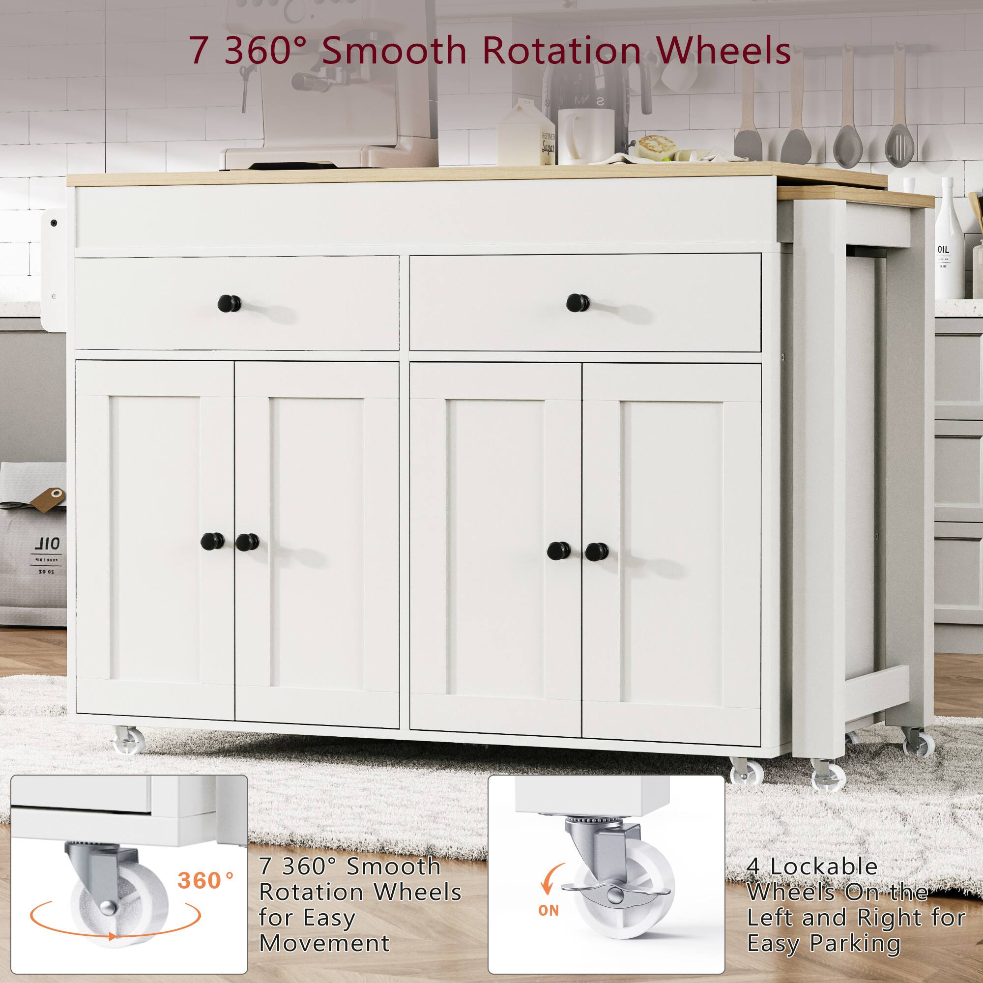 7 360° Smooth Rotation Wheels

7 360° Smooth Rotation Wheels for Easy Movement

4 Lockable Wheels on the Left and Right for Easy Parking