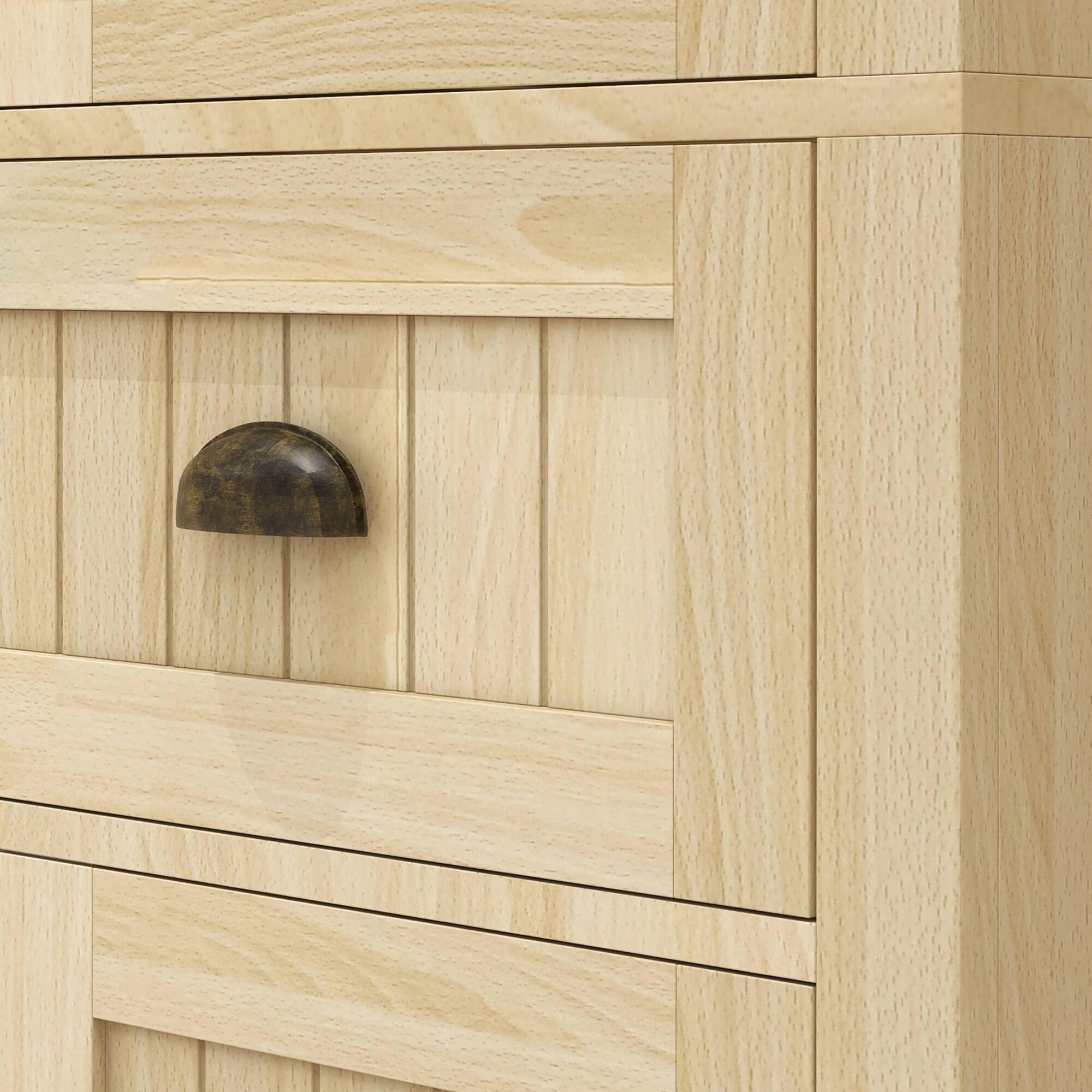 Alt View 5. Homcom - 72" Farmhouse Pantry, 4 Soft-Close Doors, 2 Shelves, Drawer - Natural Wood.