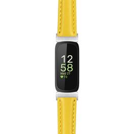 StrapsCo - Everyday Leather Watch Band Strap For Fitbit Inspire 3 (Extra Long) - Yellow (Silver Hardware)