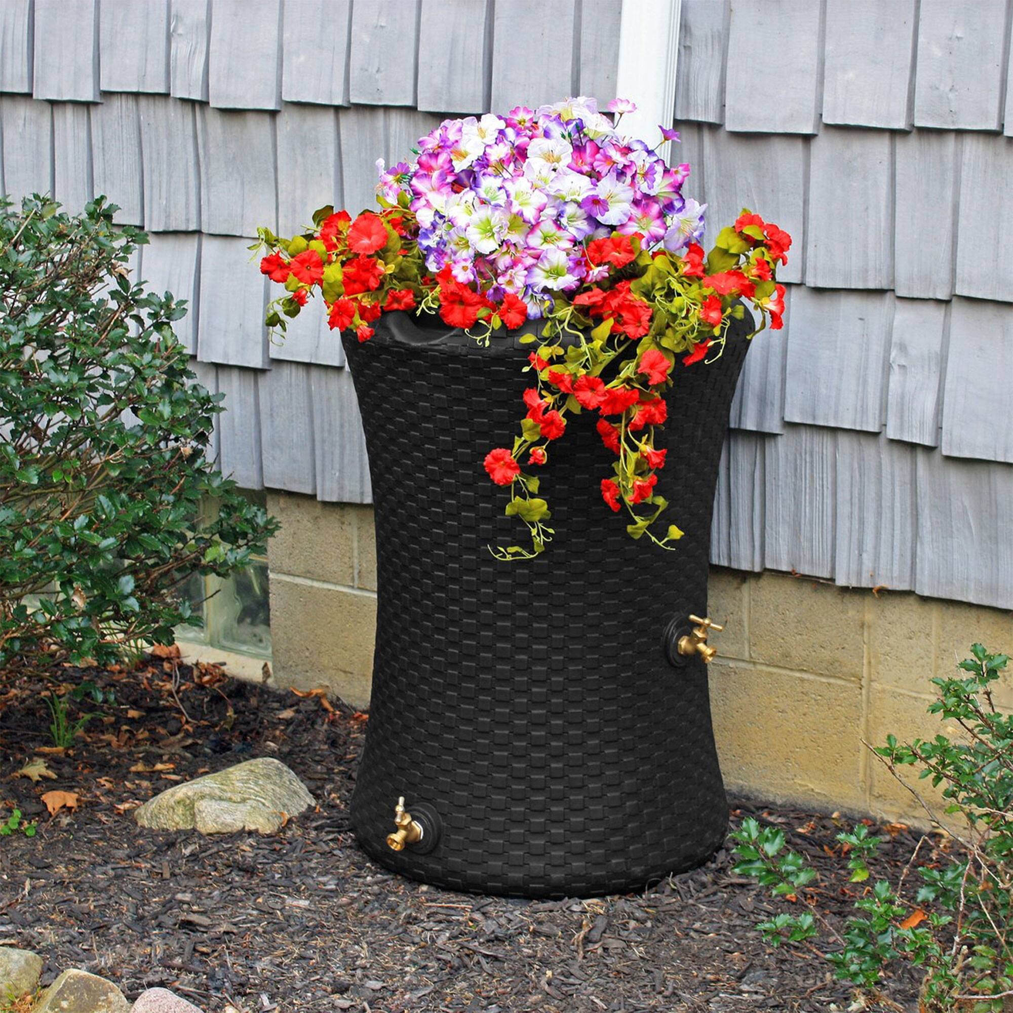 Alt View 10. Good Ideas - Good Ideas Impressions 50 Gal Nantucket Rain Barrel Planter, Black (3 Pack).
