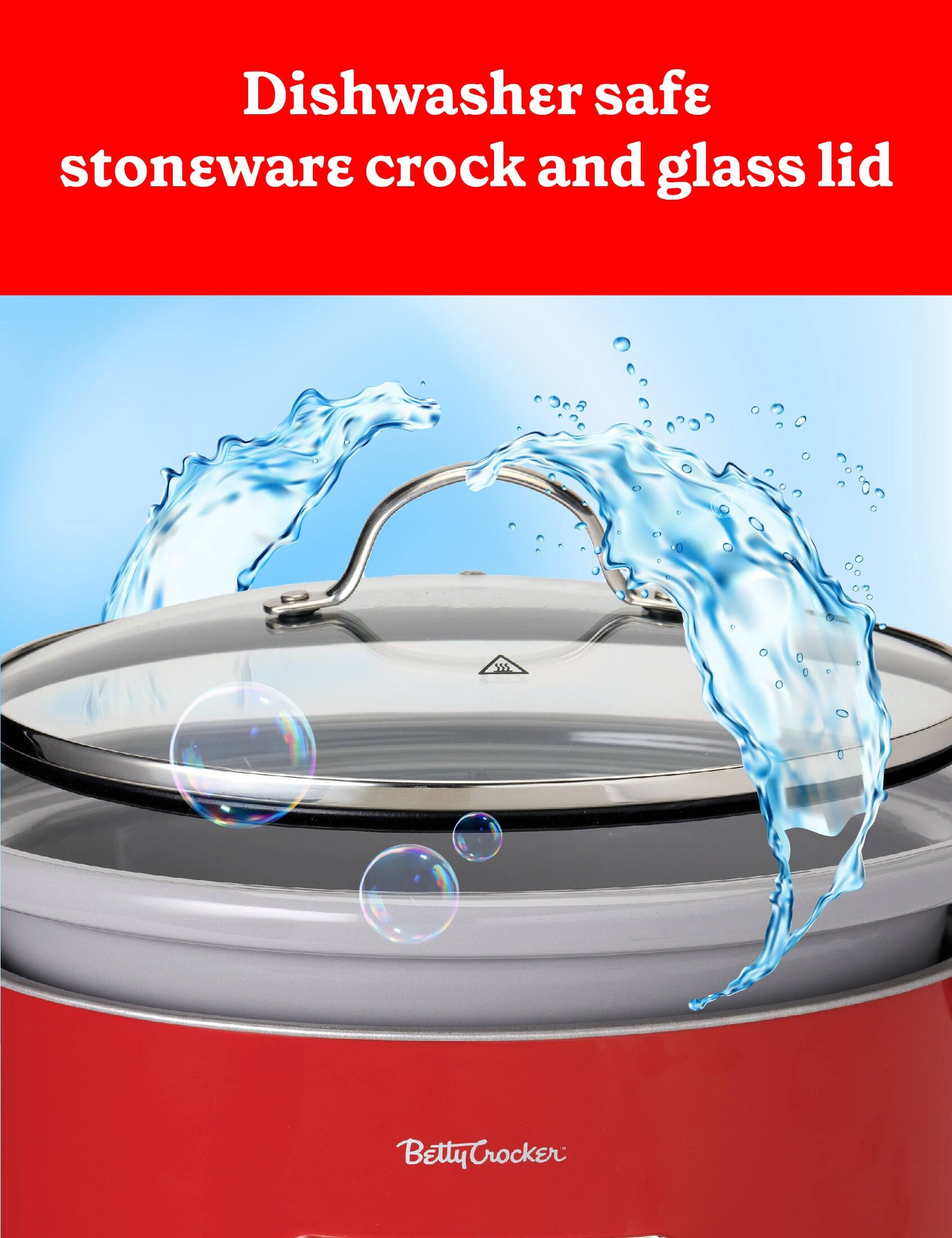 Dishwasher safe stoneware crock and glass lid - Betty Crocker