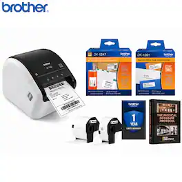 Brother - QL-1100 Wide Format Monochrome Label Printer w/ Deco Essentials Guide Bundle - White/Black
