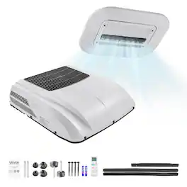 VEVOR - Truck Air Conditioner, 12V 10000 BTU RV Rooftop AC Unit, 350 m³/h Airflow Cab Air Conditioner with Copper Evaporator - White