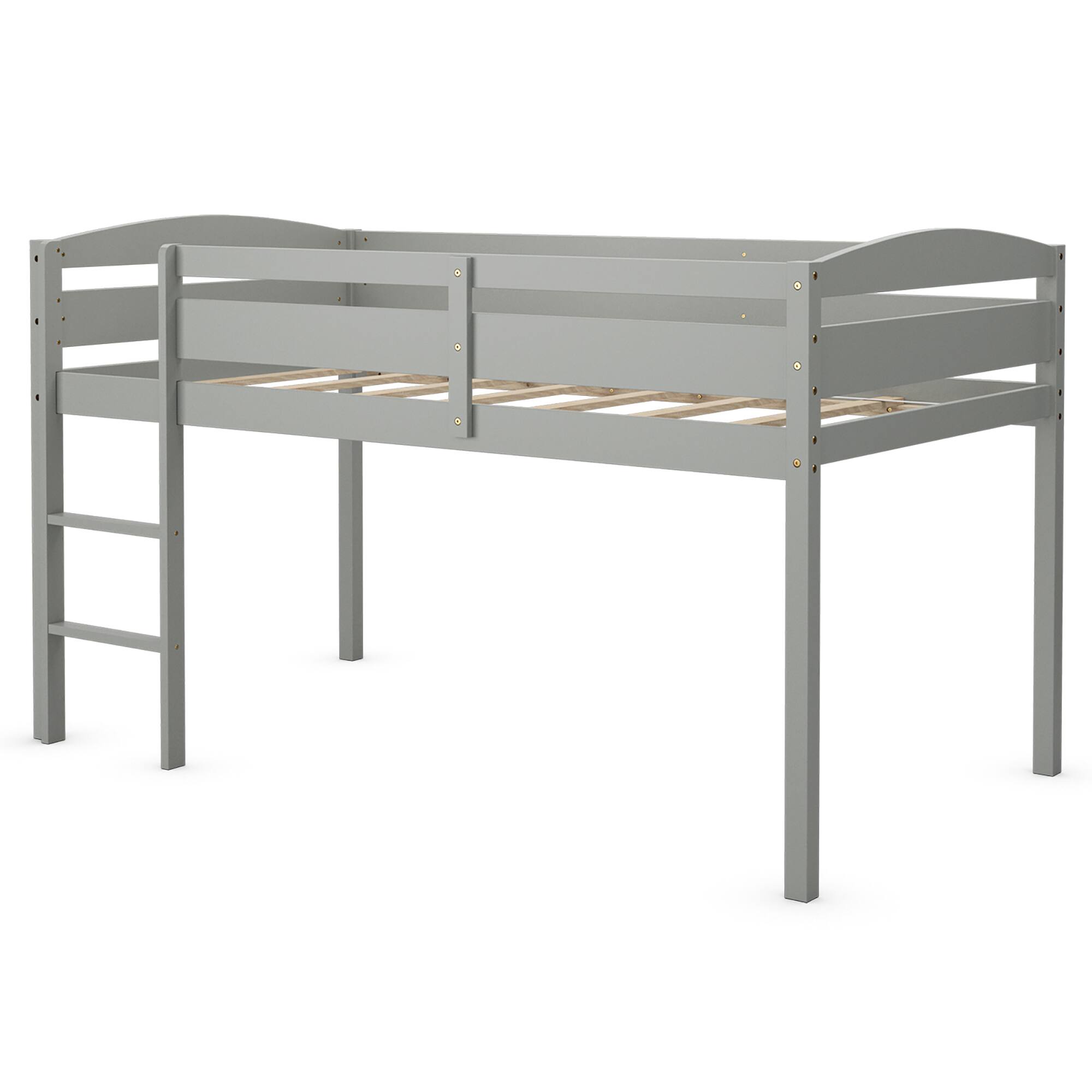 Front. Costway - Costway Twin Low Loft Bunk Junior Bed Bedroom Wooden Guard Rail Ladder - Grey.