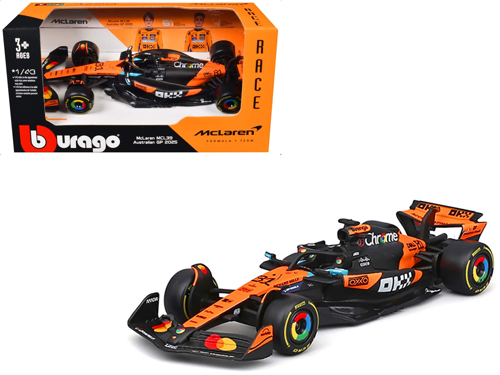 Bburago - McLaren MCL39 #81 Oscar Piastri "OKX" Formula One F1 "Australian GP" (2025) "Race" Series 1/43 - Multi