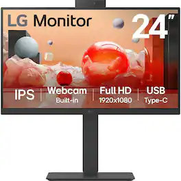 LG - 24" Full HD 100 Hz Video Conferencing Monitor 24BA850-B - Black