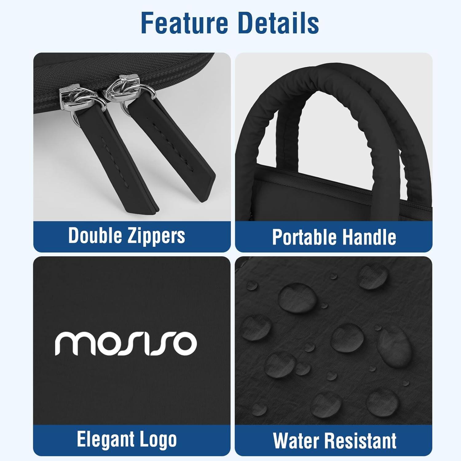 Feature Details

- Double Zippers
- Portable Handle
- Elegant Logo
- Water Resistant