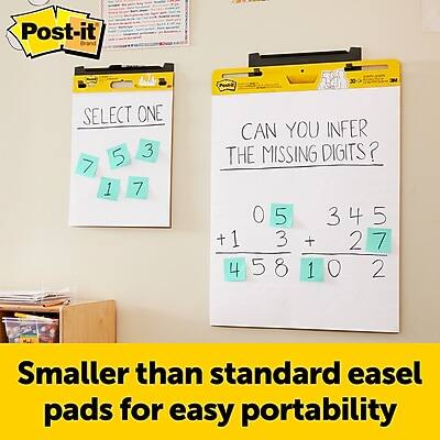 Post-it  
SELECT ONE  
7 5 3  
1 7  

CAN YOU INFER THE MISSING DIGITS?  
0 5 3 4 5  
+ 1 3 + 2 7  
4 5 8 1 0 2  

Smaller than standard easel pads for easy portability