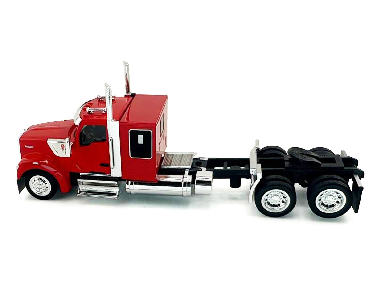 Alt View 1. HO Logistics Replicas - Kenworth W990 with Flat Top Sleeper Cab Red 1/87 (HO) Scale Plastic Model Car by HO Logistics.