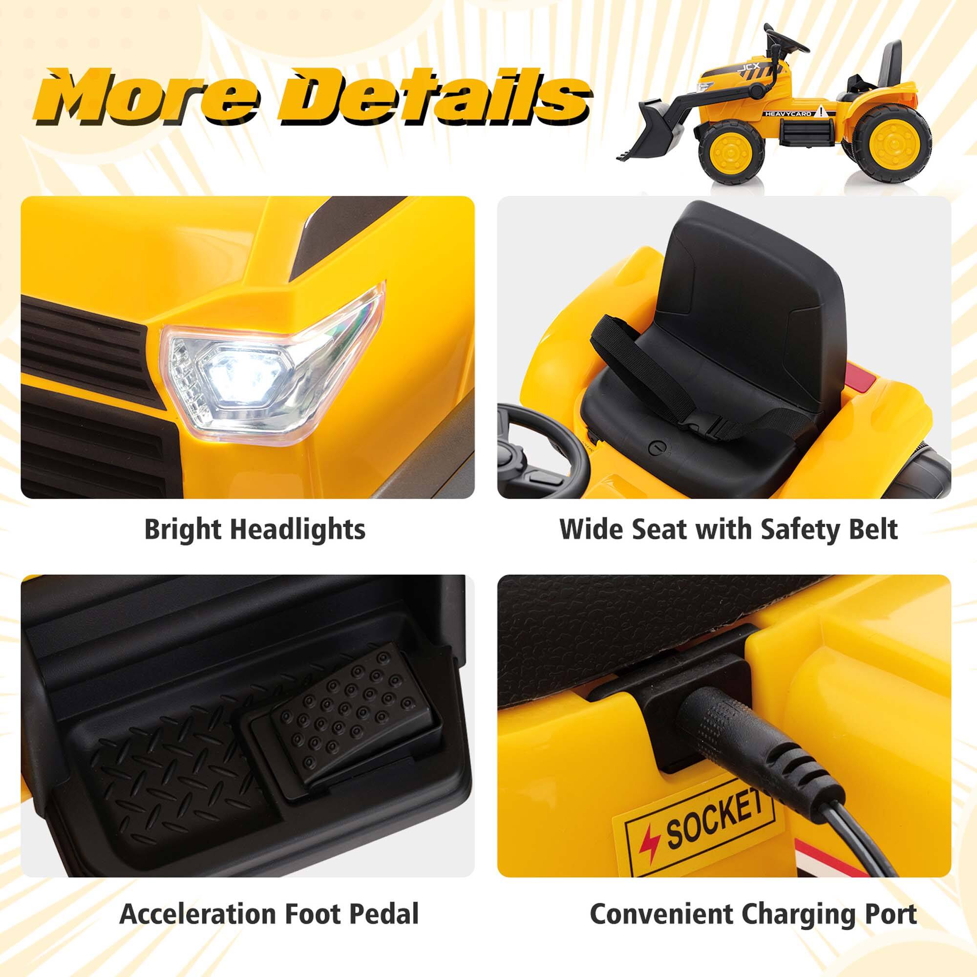 Costway 12V Kids Ride On Excavator Digger Electric Bulldozer