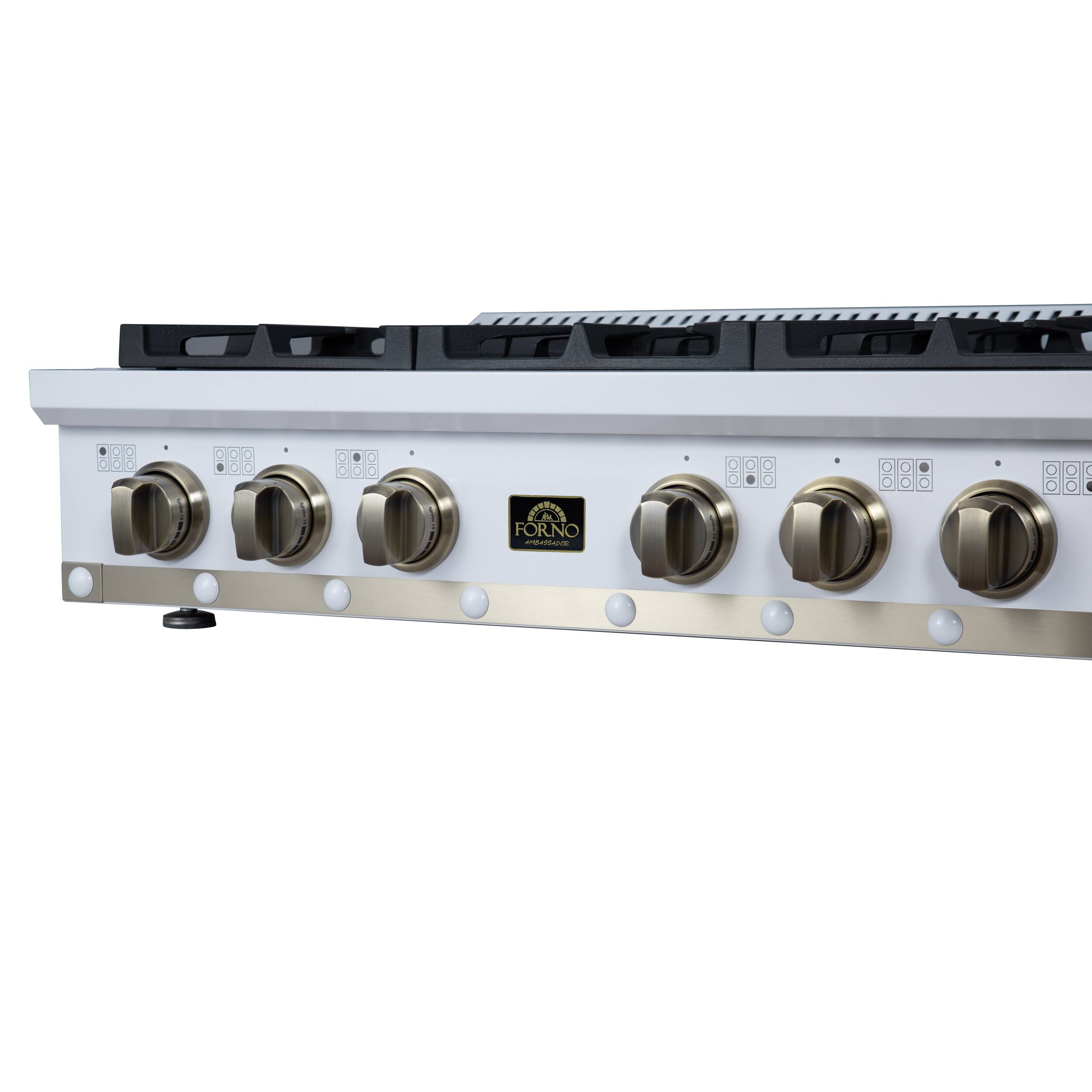 Alt View 5. Forno Appliances - 36 in. Wide 6 Burner Valente Built-In Gas Cooktop - White - White.