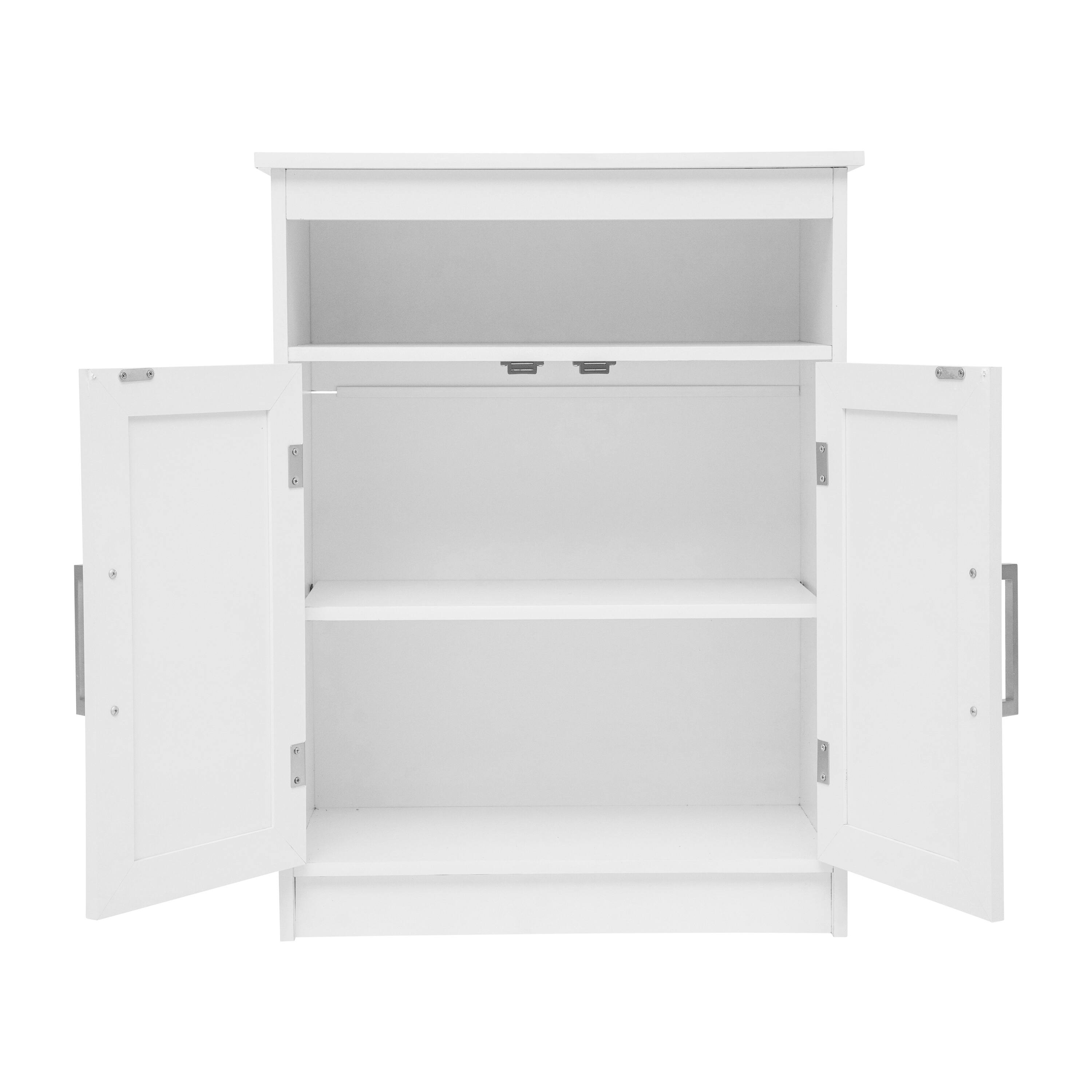 Alt View 9. Emma + Oliver - Vesta Bathroom Storage Cabinet Organizer with Adjustable In-Cabinet Shelf, Magnetic Closure Doors, and Upper Open Shelf - White.