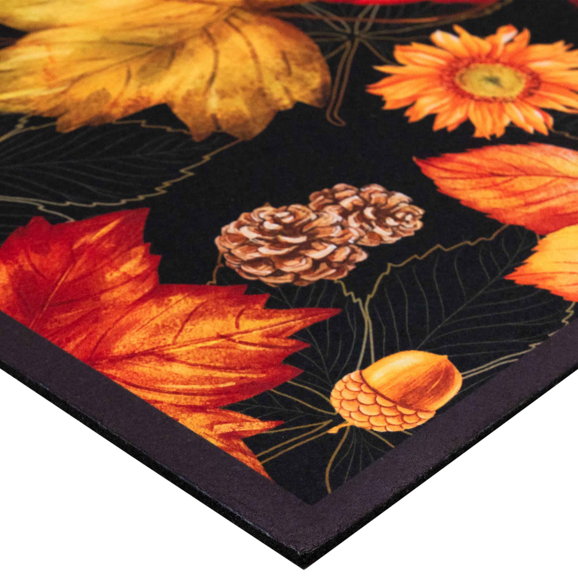 Alt View 5. Northlight - Maple Leaves and Sunflowers Welcome Fall Harvest Outdoor Doormat - 17.75" x 29.5" - Multi.