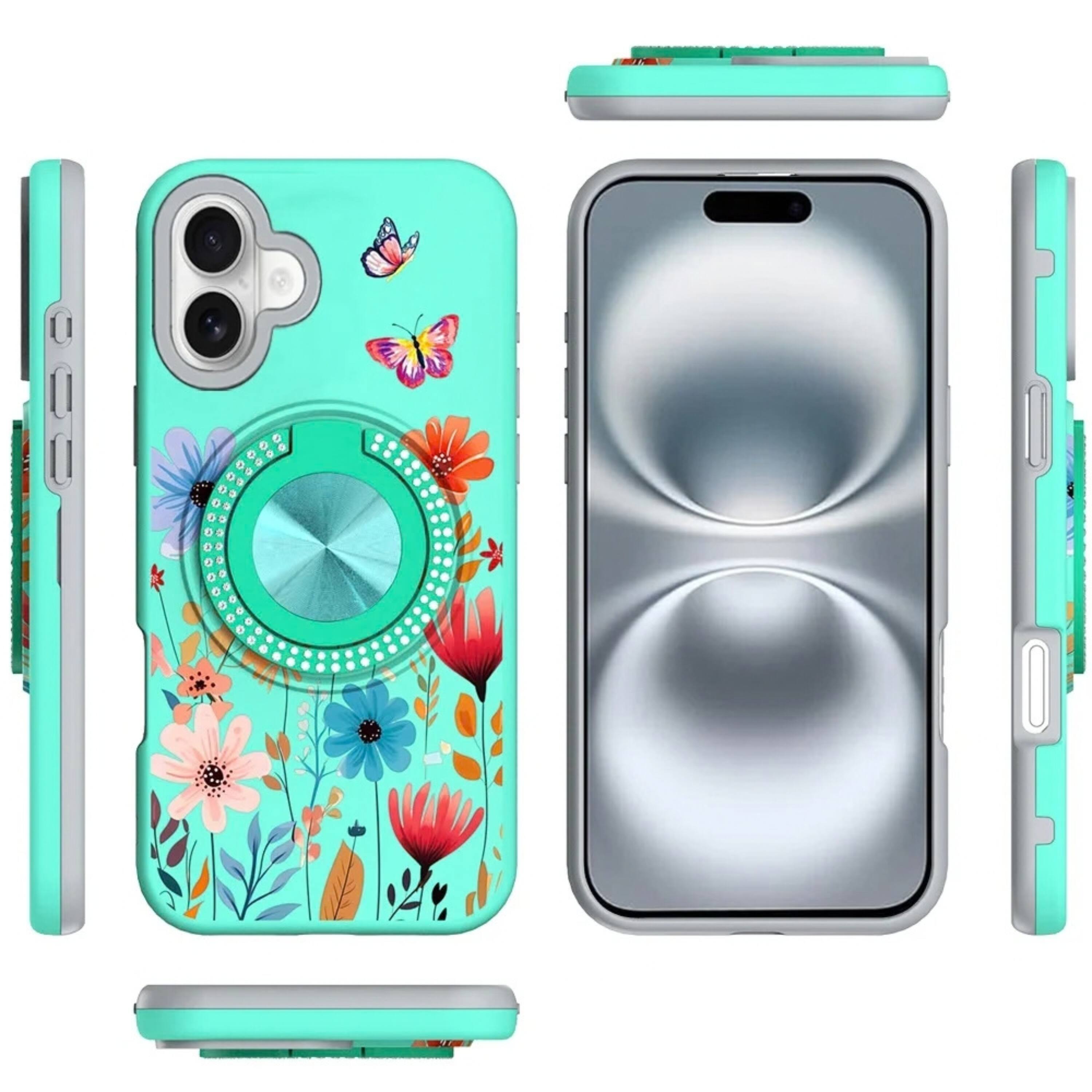 Kitcheniva Decorative 360 Rotating Ring Stand Phone Case With Tempered ...