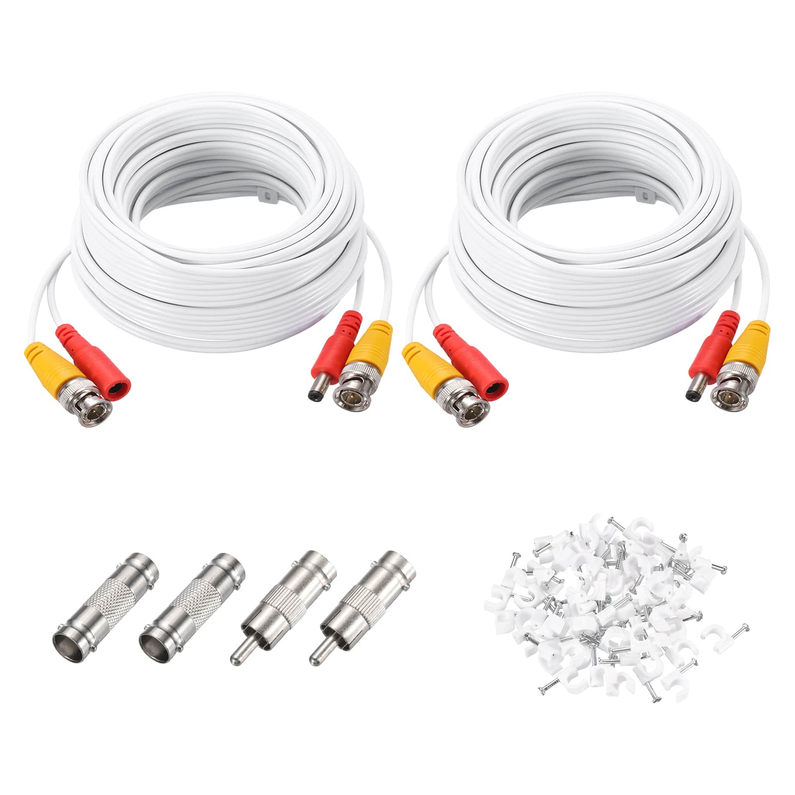 Unique Bargains - BNC Video Power Cable, 2 Sets, All-in-One CCTV Camera Extension Cord - White