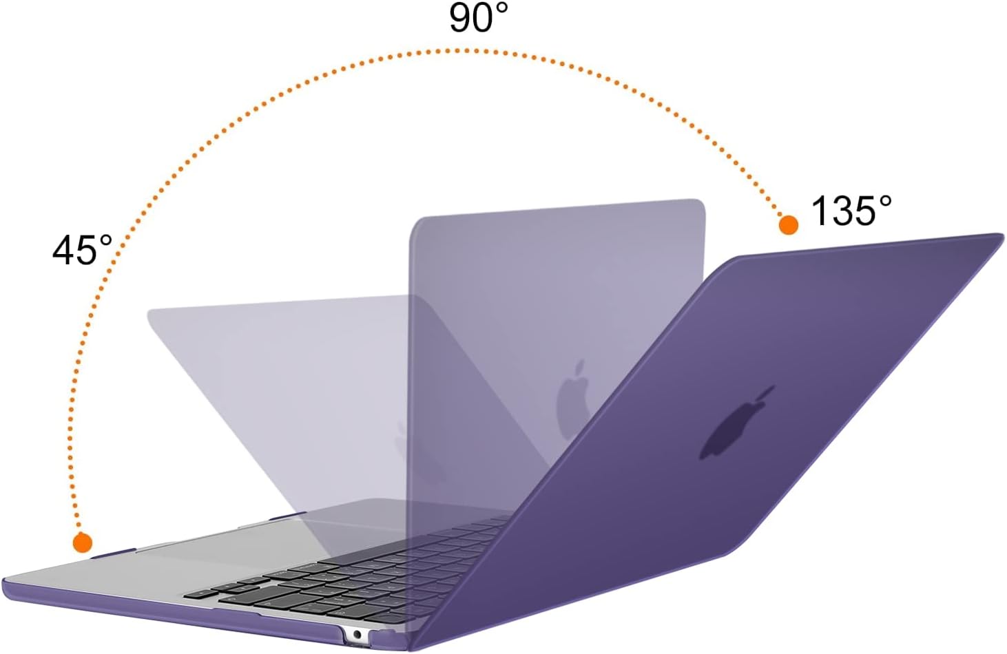 Back. mosiso - Case for 2026-2022 MacBook Air 13 inch Case M5 A3449 M4 A3240 M3 A3113 M2 A2681, Shell&Keyboard Cover&Screen Film&Pouch - Imperial Purple.