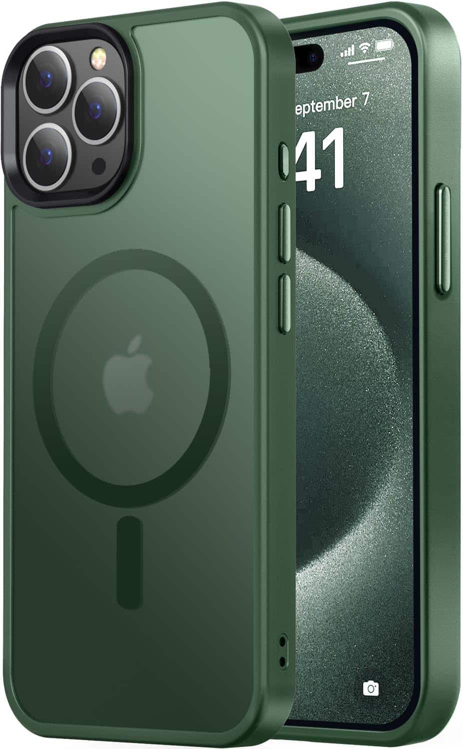 Entronix - Magnetic Case for iPhone 14 Pro Max - Translucent Frosted Matte Finish - Green