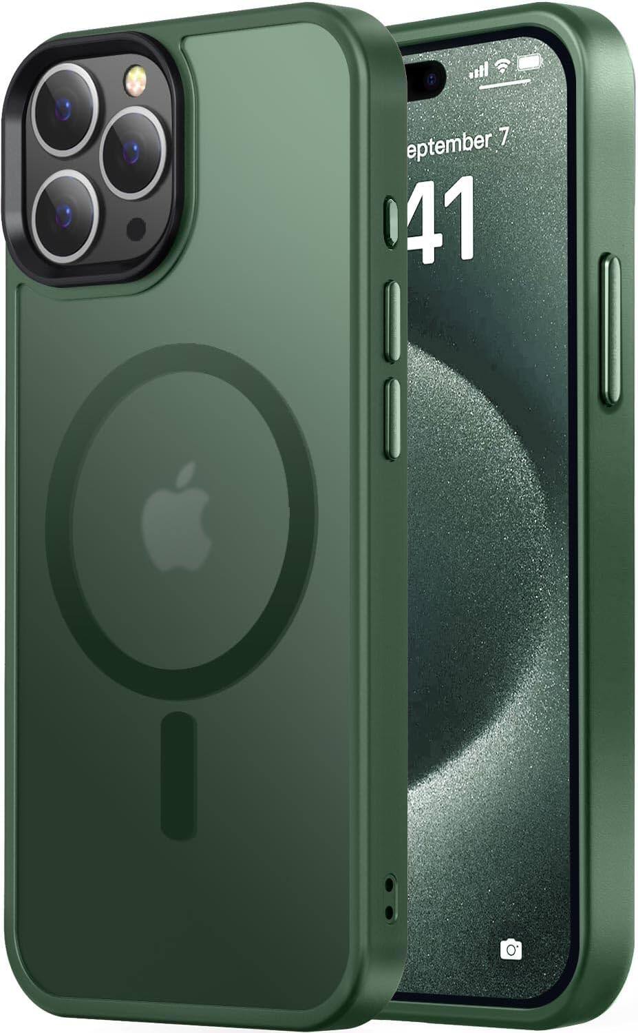 Entronix - Magnetic iPhone 14 Pro Case - Translucent Frosted Matte Finish - Green