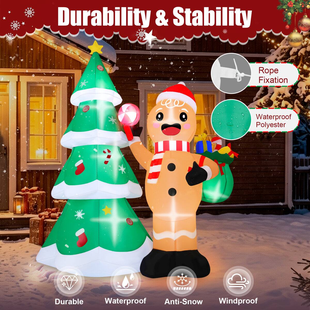 Durability & Stability

- Rope Fixation
- Waterproof Polyester
- Durable
- Waterproof
- Anti-Snow
- Windproof