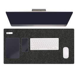 Unique Bargains - 47.2" x 23.6" Large Felt Desk Pad, Non-Slip Desk Mat Full Table Mouse Pad for Laptop Computer Writing Desk Gaming Home - Dark Gray