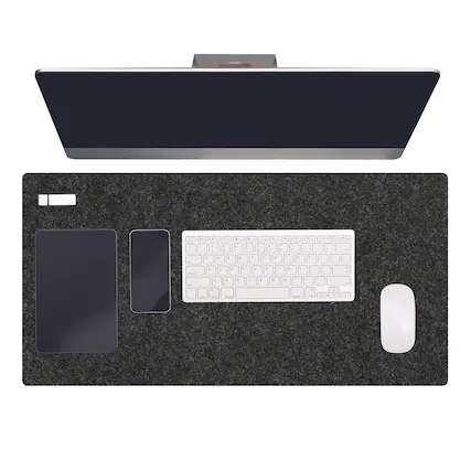 Front. Unique Bargains - 47.2" x 23.6" Large Felt Desk Pad, Non-Slip Desk Mat Full Table Mouse Pad for Laptop Computer Writing Desk Gaming Home - Dark Gray.