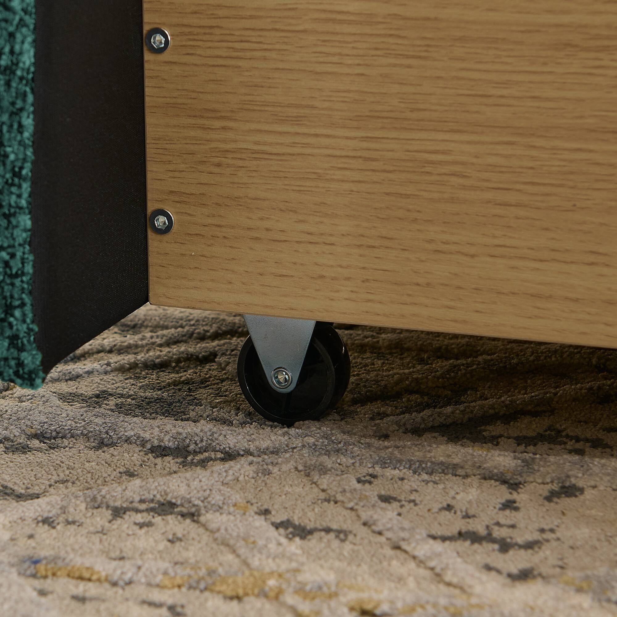 Alt View 1. Anysun - Queen Minimalist Upholstered Bed Frame - Circle Yarn Fabric, Curved Headboard, Wheeled Drawer Storage - Green.