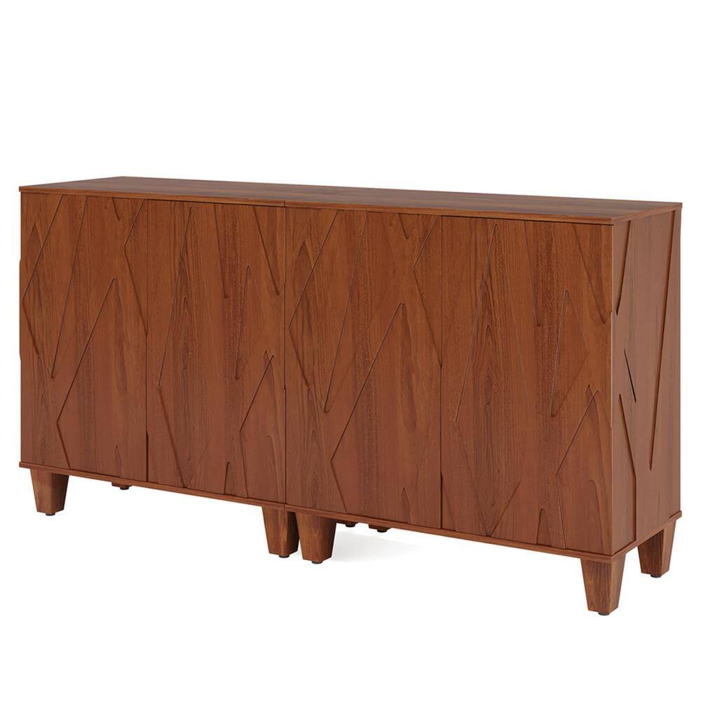 Left. Kadyn - Kadyn Sideboard Buffet Cabinet,Kitchen Storage Cabinet,55" Storage Credenza Cabinet with Solid Wood Legs,Brown - Brown.
