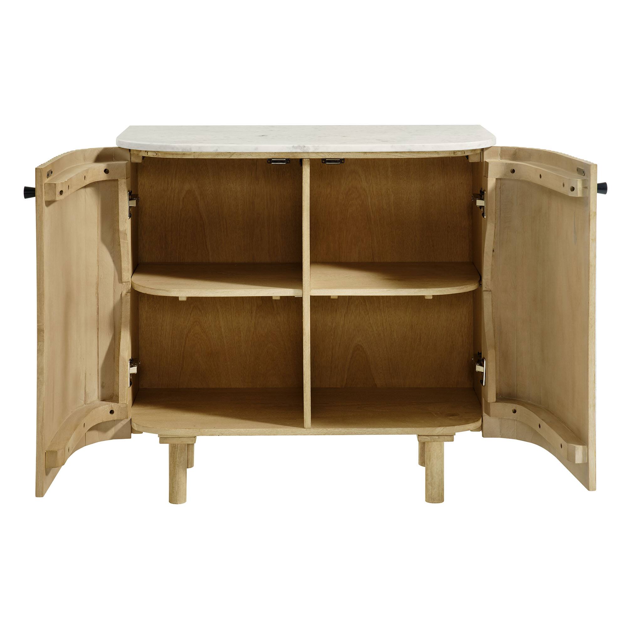 Alt View 5. Modway - Caldera 33" Curved Solid Wood and Marble Accent Storage Cabinet by Modway - Natural.