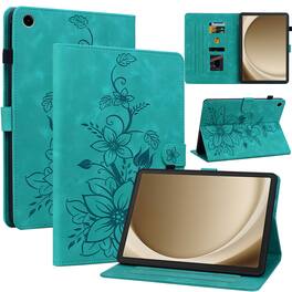 Dteck - Foilo Case for Samsung Galaxy Tab A9+/A9 Plus 2023 (SM-X210),Embossed Pattern PU Leather Flip Card Holder Stand Cover - Green