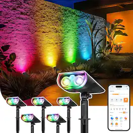 Linkind - Smart Solar Spotlights Outdoor SL5, APP/Voice Control, IP65 Waterproof, 6 Pack - Multicolor