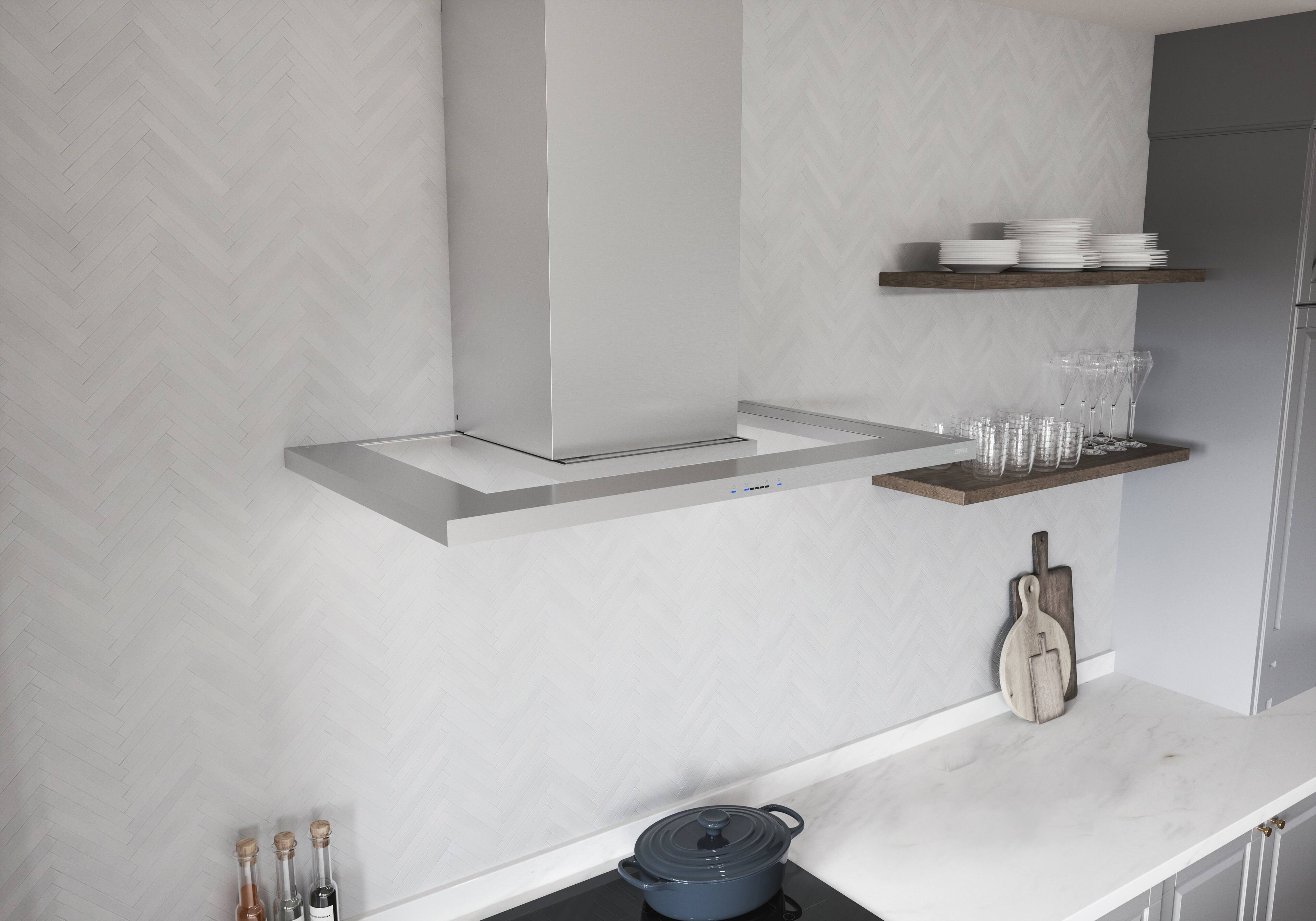 Alt View 14. Zephyr - Modena 36 in. 600 CFM Wall Mount Range Hood with LED Light - Stainless Steel.