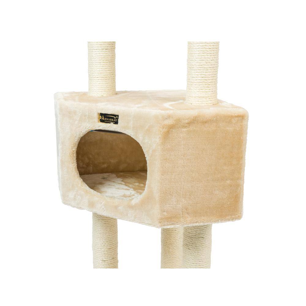 Back. Armarkat - 3 Tier Real Wood Cat Tree Scratch Furniture Beige - Beige.