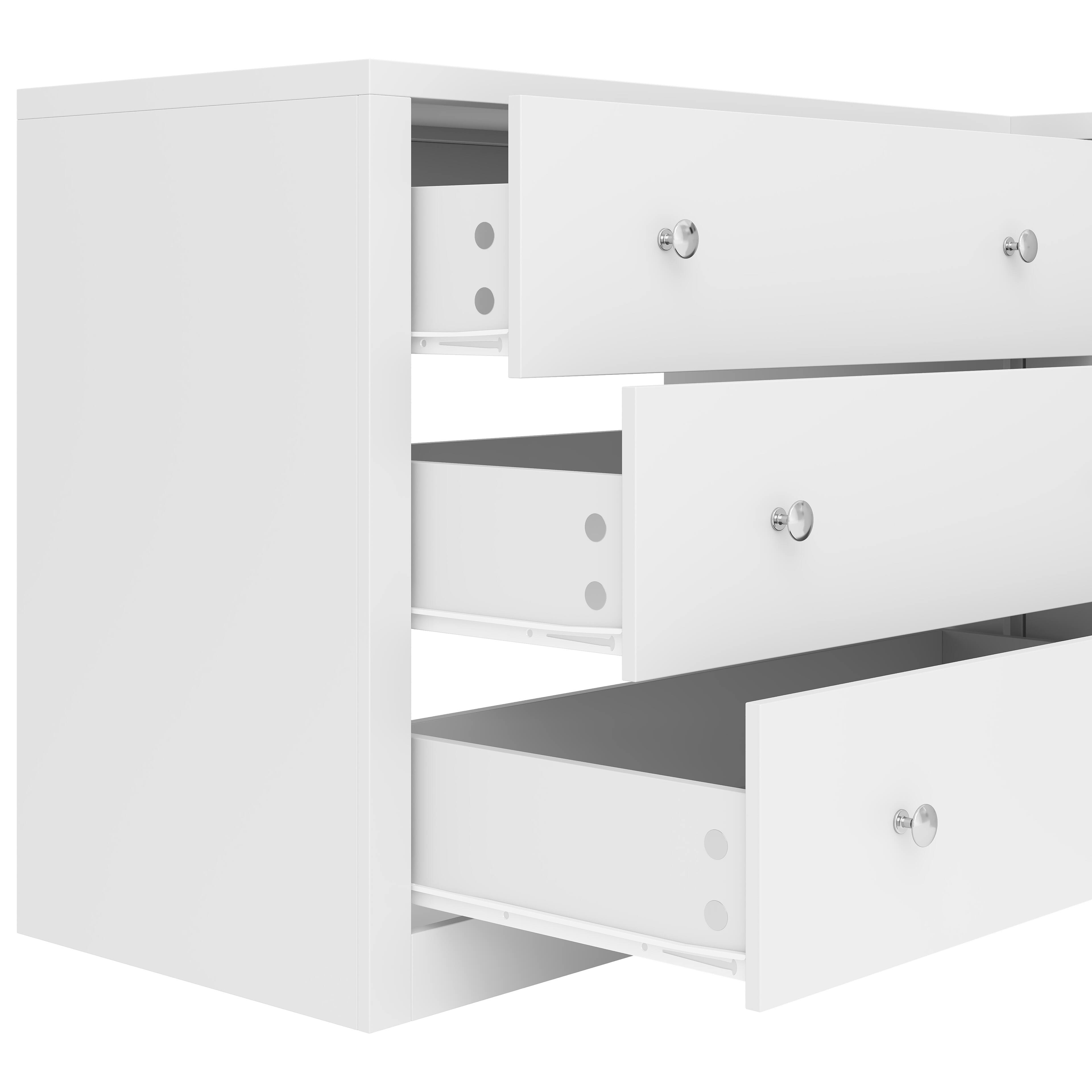 Alt View 3. Famapy - L-Shaped Corner Dresser with 3 Drawers & 2-Door Cabinet, Space-Saving Storage Organizer for Bedroom - White.