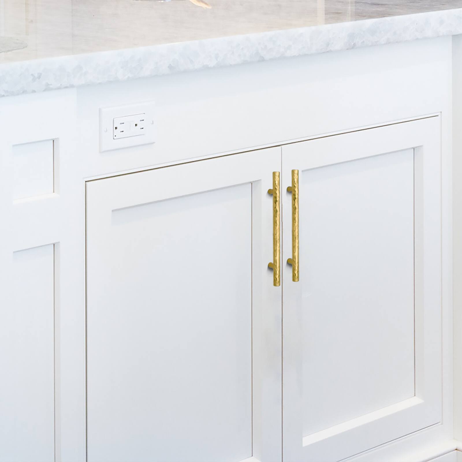 Alt View 3. Akicon - Akicon Solid Brass 5 Inch Hole Center Kitchen Cabinet Handles Drawer Pulls 5-Pack in Polished Gold - Polished Gold.