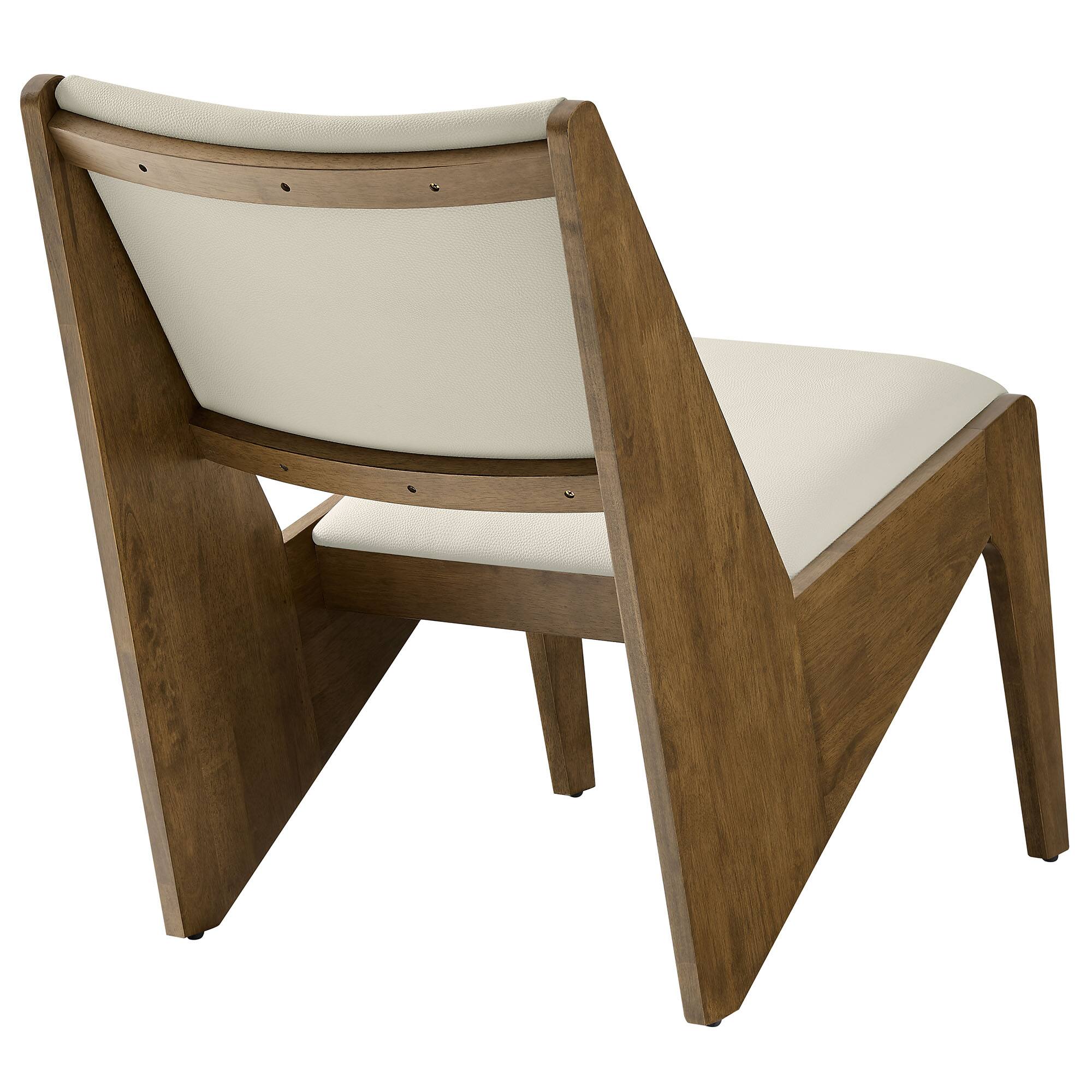 Alt View 4. Modway - Rylina Vegan Leather Accent Chairs Set of 2 by Modway - Weathered Oak Stone.