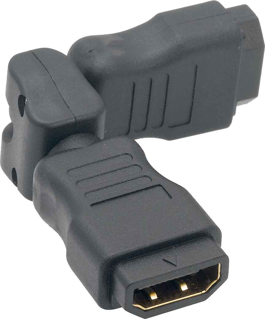Alt View 1. Cable Leader - HDMI Female to Female Swivel Coupler, Type A 19-Pin, Fully Molded - Black.