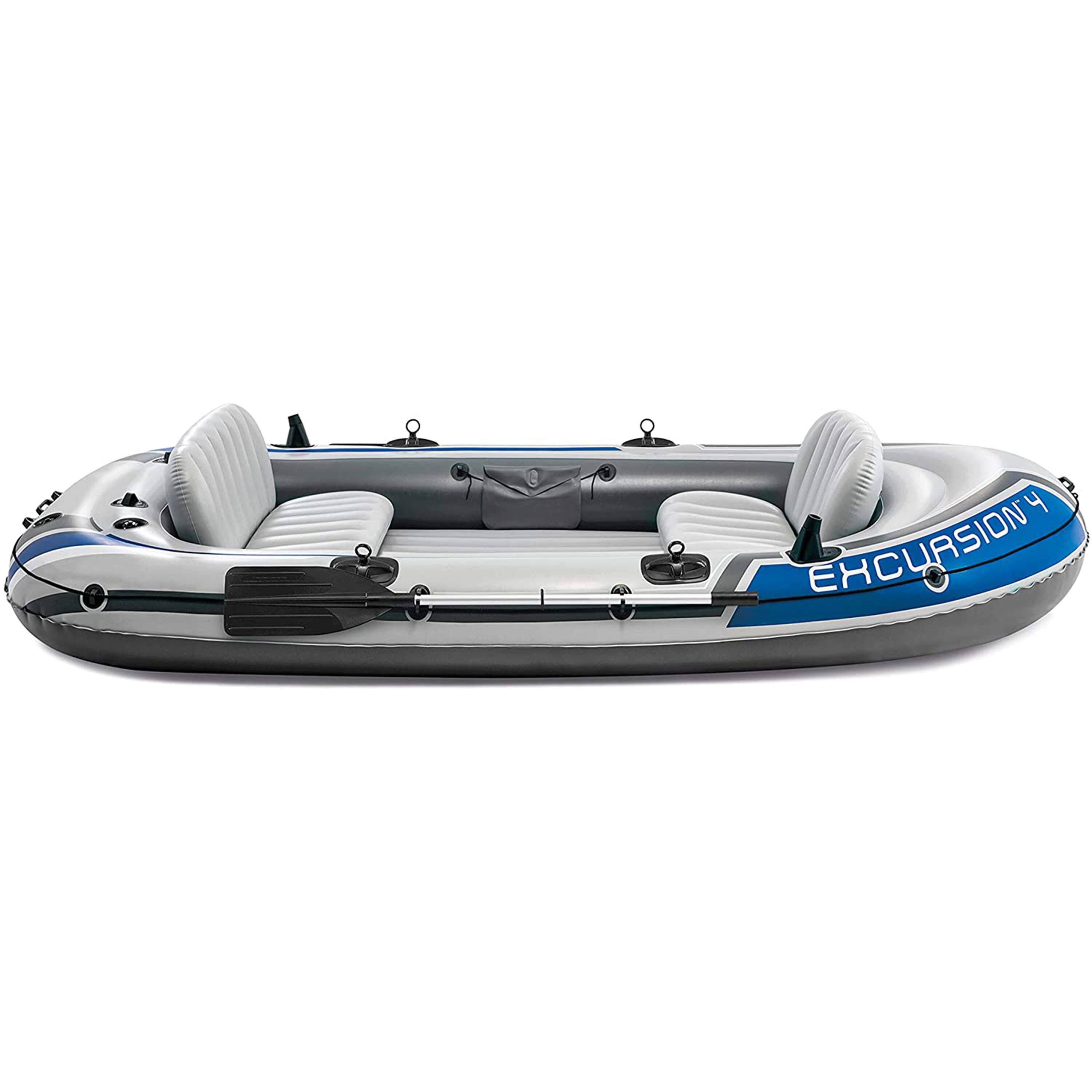 Alt View 6. Intex - Intex Excursion 4 Person Inflatable Rafting and Fishing Boat Set with 2 Oars - Grey.